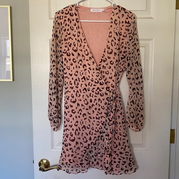 Pink Cheetah / Leopard Print Wrap Mini Dress - Picture 3 of 4